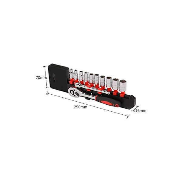 12 stk 1/4\" skralle sett med hurtigutløsende reversibel skralle