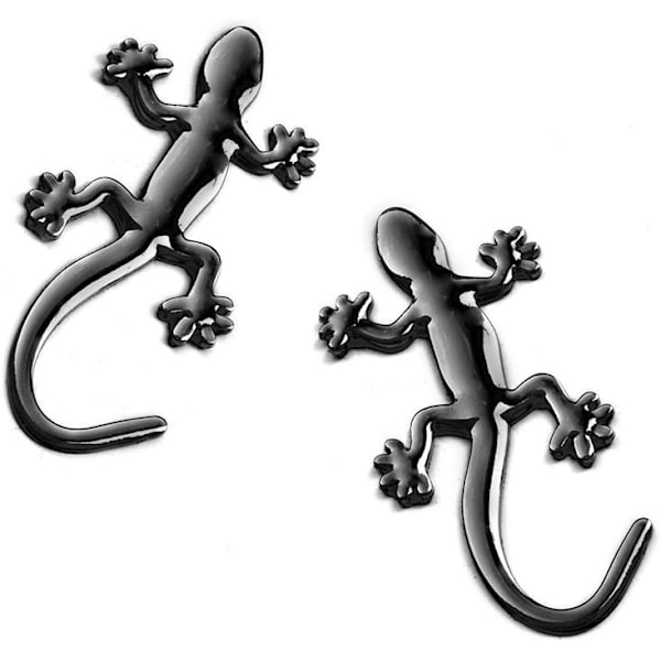 2 stk (Svart) Metall Gecko Logo 3D Bilmerke Emblem Klistremerke Solid C