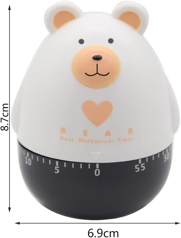 Mekaniskt kökstimer, Timer för matlagning och bakning, Tidsmätare, Manuell timer, Björn, Vit