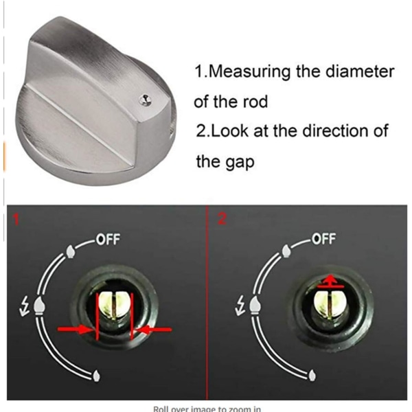 6 stk (0 grader, 8 mm) Gasknapper, Universal Zink Rotationskontaktstyring