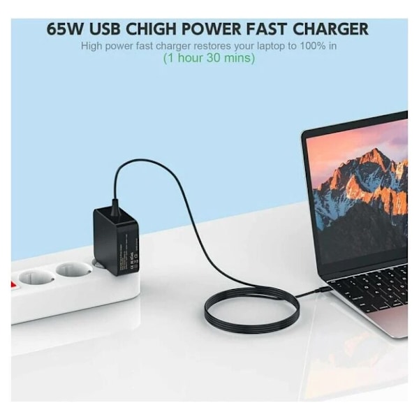 65W USB C-laddare Typ C-strömförsörjningsadapter för MacBook Pro/Air