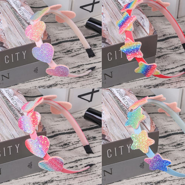 6 Pakkaus Tyttöjen Hiustarrat Glitter Lasten Hiustarrat Jousi/Sydän/Tähti Hiustarrat Makeat Hiustarrat Taaperoille/Tytöille/Teineille
