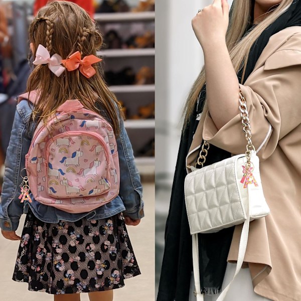 Mode Alphabet Initial Brevkedja Tassel Fjäril Hänge Nyckelring för Plånbok Handväskor Kvinna Flicka