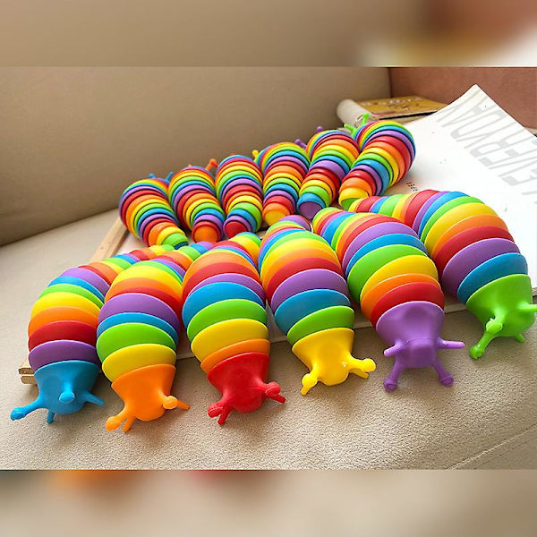 Sensoriske legetøj leddelte fingre 3D legetøj angst stressaflastning kontor skrivebord legetøj fleksibel strækning stim snoet regnbue snegl legetøj sjovt pædagogisk legetøj gave