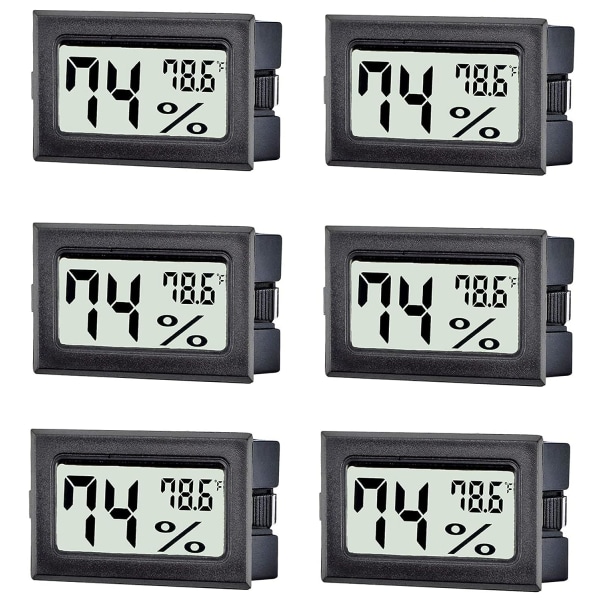 6-pack mini digital hygrometertermometer, inomhustemperatur