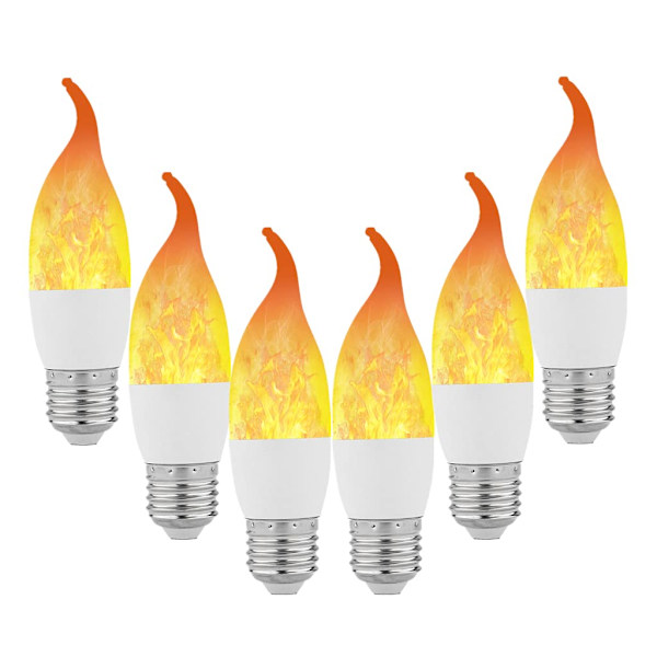 6-pack E26 LED-lampa med flam-effekt