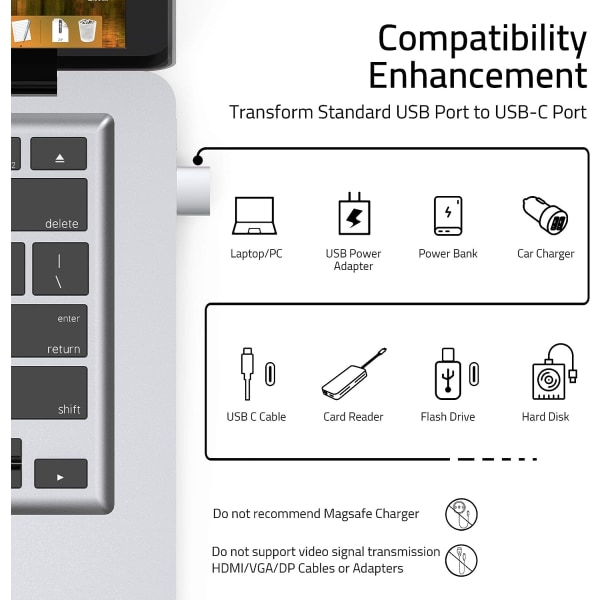 Sølv USB c til USB Adapter 3-pak Kompatibel med iPhone 13 12