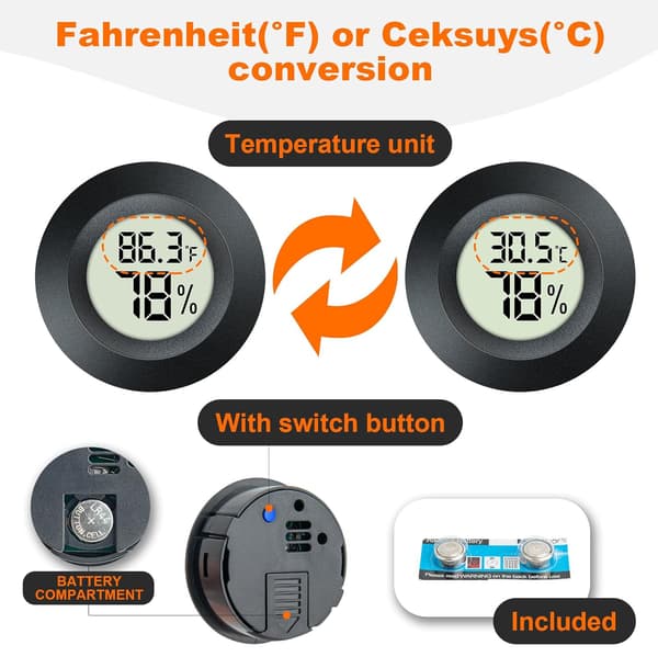 2-delt Hygrometer Mini Digital LCD Indendørs/Udendørs Hygrometer Termometer til Luftfugtere Drivhuse Reptil Luftfugtere