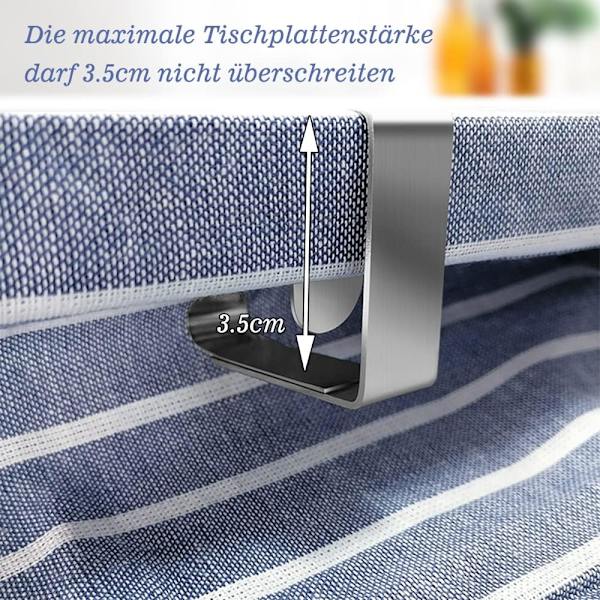 Blommönster bordsduksklämmor, set om 8, silver rostfritt stål