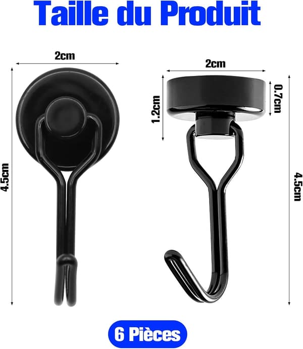 6-pack Magnetiska Kylskåpskrokar, 20 MM 15 kg Stark Neodym