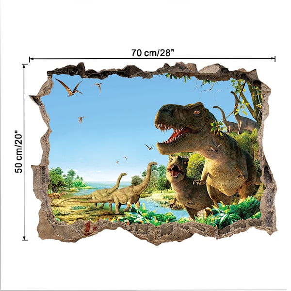 3D Trasig Vägg Dinosaurie Paradis Sovrum Vardagsrum Barn