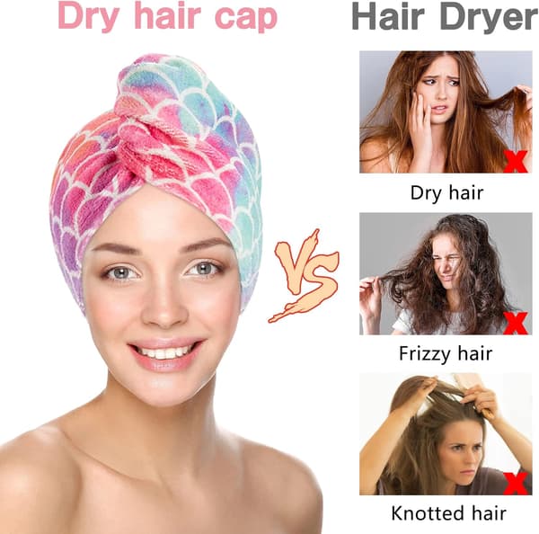 Sett med 2 tørkehåndklær - turban med knapper - superabsorberende -