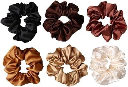 6 stk Hårstrikk, Satin Hårstrikk Scrunchie Hårstrikk Tau