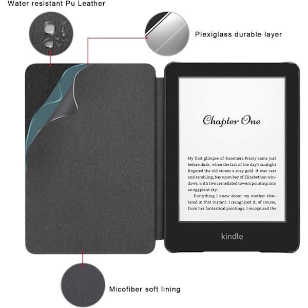 Etui Kompatibel med 6 Tommer Kindle All-New (11. Generation - Udgave 2024/2022), med Auto Sleep Wake funktion (Sort)