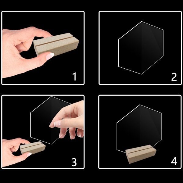 Akryl Hexagon Bordskyltar - med Bas - Liten, Bordskyltar för Bröllop, Bordskyltar, DIY Cocktail, Placeringsskyltar