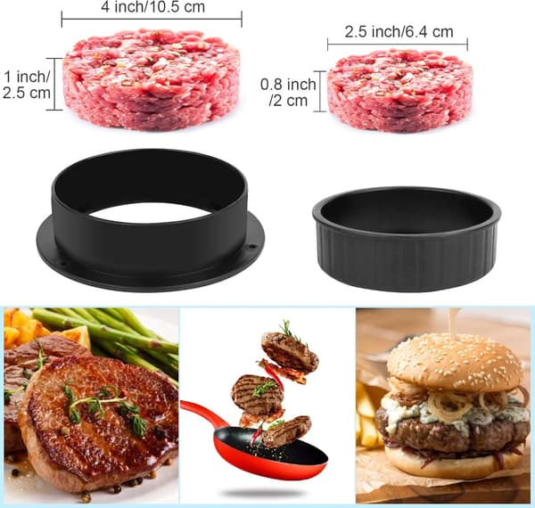 Fylld Burger Press Patty Maker Ringar Formar Kit - med 100 st Vax Hamburger Patty Papper