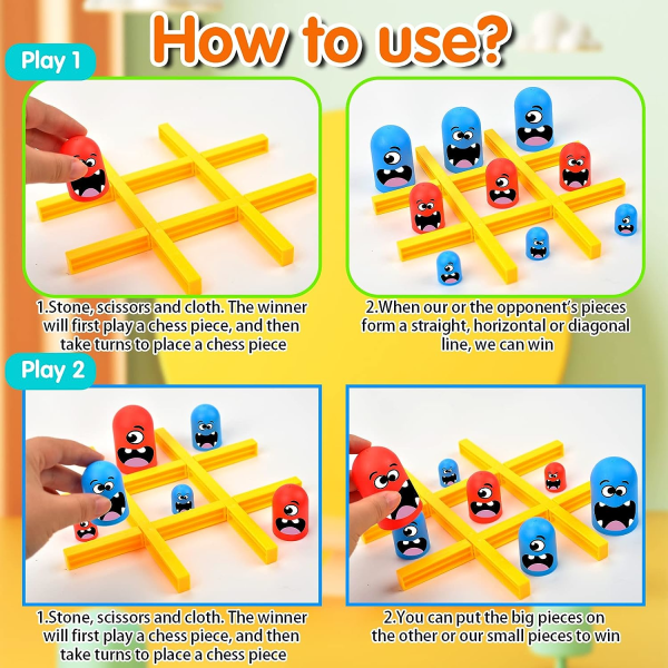 Big Eat Small Tic Tac Toe Brettspill, 2 Spillere Blå Rød Gobblet