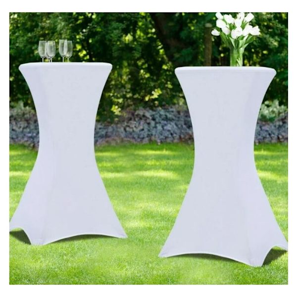 Set med 2 svarta överdrag till 110 CM fällbart högt bord (vitt)