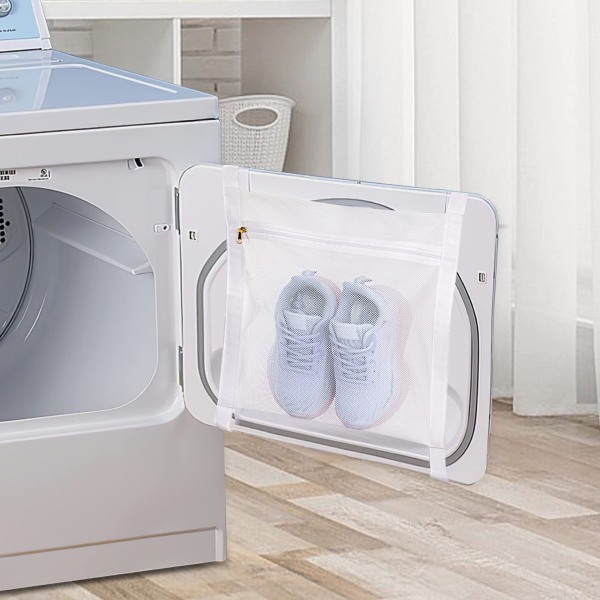 1 stk hvit sneaker tørkepose vaskemaskin vaskepose