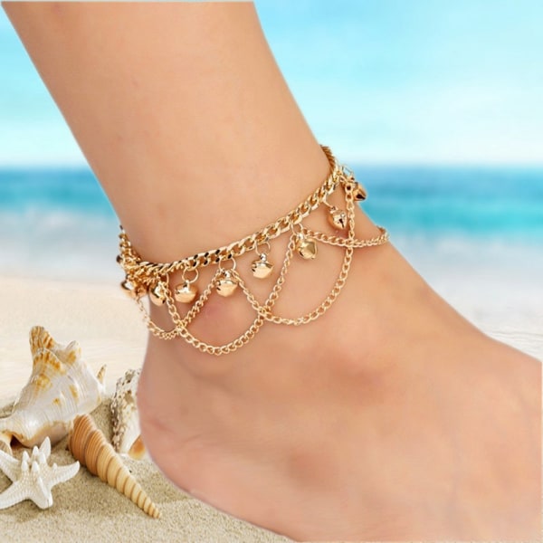 1 st (Guld) Ankletkedja Anklet Armband Vågig Pläterad Hänge med