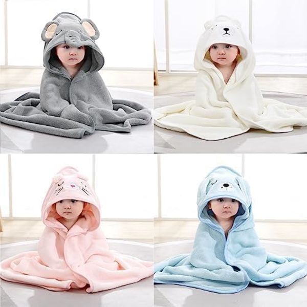 Babybadhandduk med Huva - Superabsorberande Babyhandduk - Presenter till Nyfödda - Badhanddukar för Flickor Pojkar (Grå)