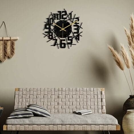 Luming Svart Rund Ram Väggklocka DIY Tyst Modern Design Vägg