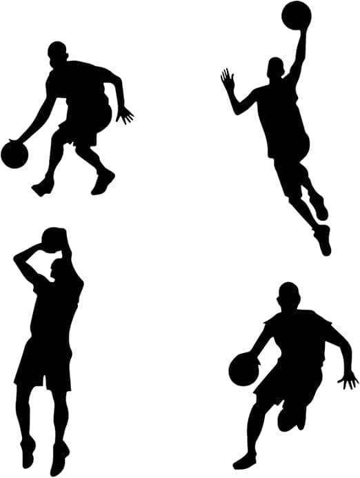 Set med 4 Basketbollväggdekaler för pojkar - Väggdekor för sovrum