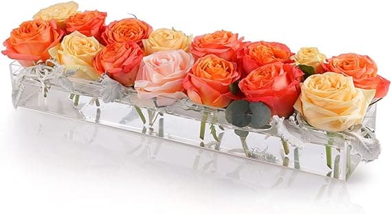 Rektangulær klar akryl vase Blomsterbord midtpunkt hjem