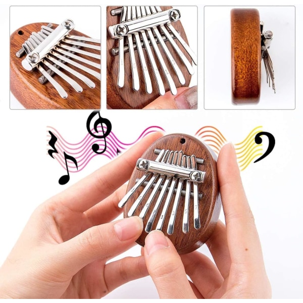 1 stk 8 Key Thumb Piano, Portable Kalimba, Tommelfinger med snor