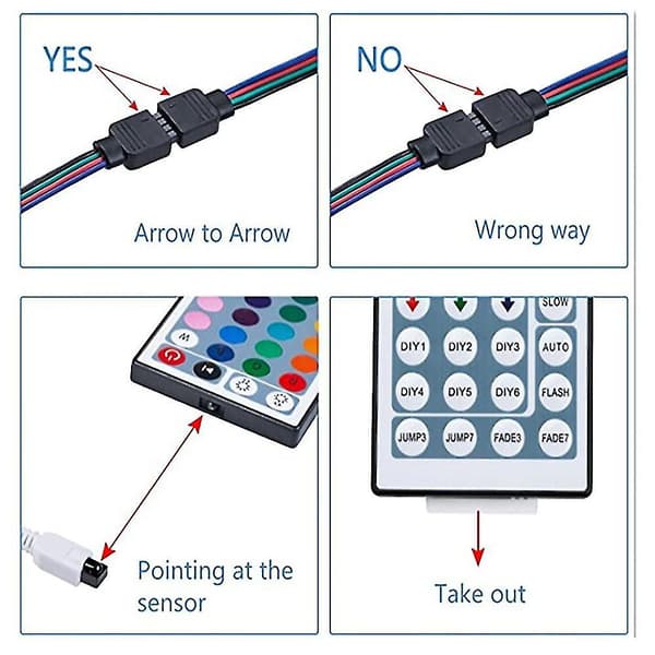 10 meter LED-stripe lys 3528 RGB vanntett fjernkontroll 44