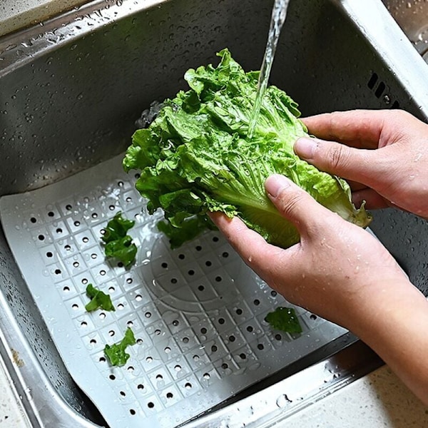 Vit set med 2 diskbänkskyddsmatta, hållbar halkfri gummi