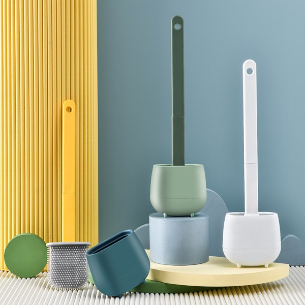 Hushållens enkla toalettborste-set, väggmonterbart, plast