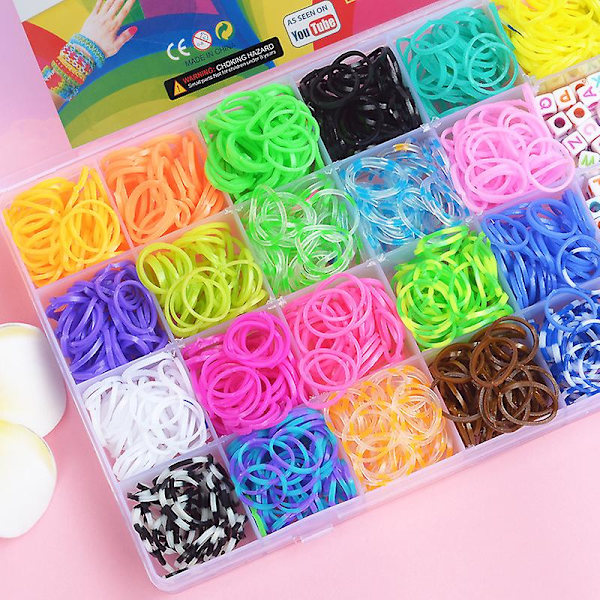 Loom Bands för barn, nytt Loom Bands-kit, Loom elastiska band för armband DIY-hantverk, armbandssats för barnleksak flickgåvor
