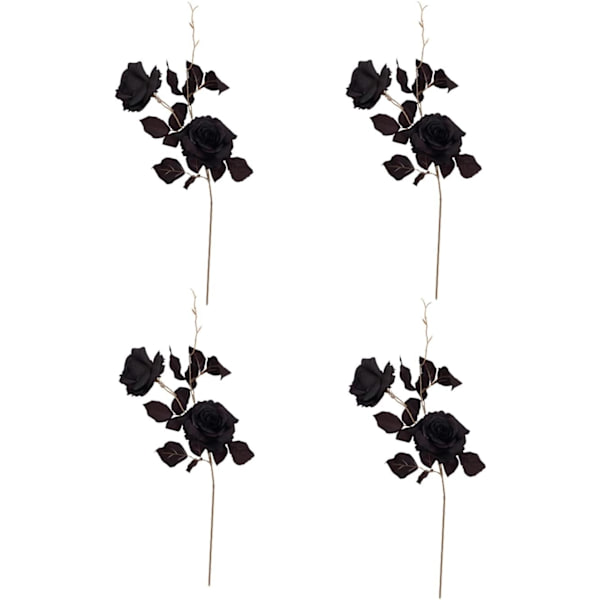 4 st konstgjorda svarta rosor, konstgjorda blommor
