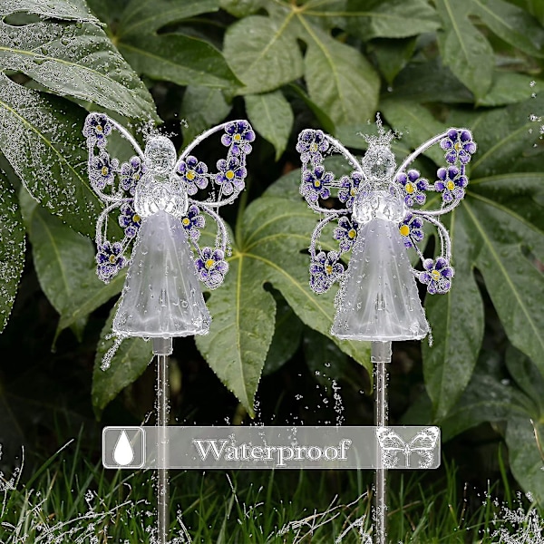 Solar ängel trädgårdsstake lampor - 2-pack ängel solcellslampor utomhus