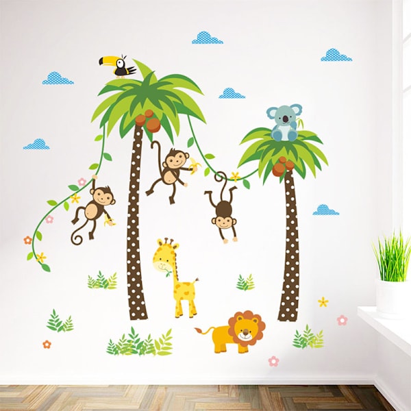 Jungle Vægmærker Mural Dekaler Soveværelse Børn Baby Børneværelse