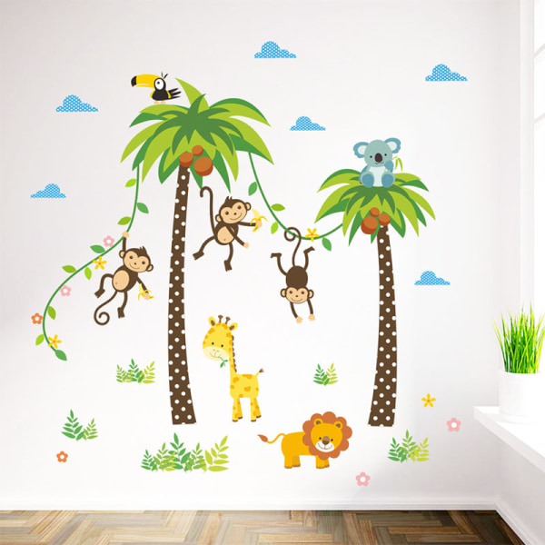 Jungle Wall Stickers Veggdekaler Soverom Barn Baby Nursery