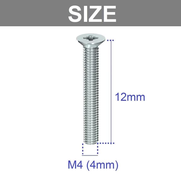50-pakning M4 (4mm) x 12mm Flat Senket Dobbelthode Pozi