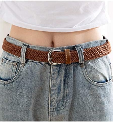 2-pack Stretch Canvas Flätad Bälte för Kvinnor - Dam Bälten för