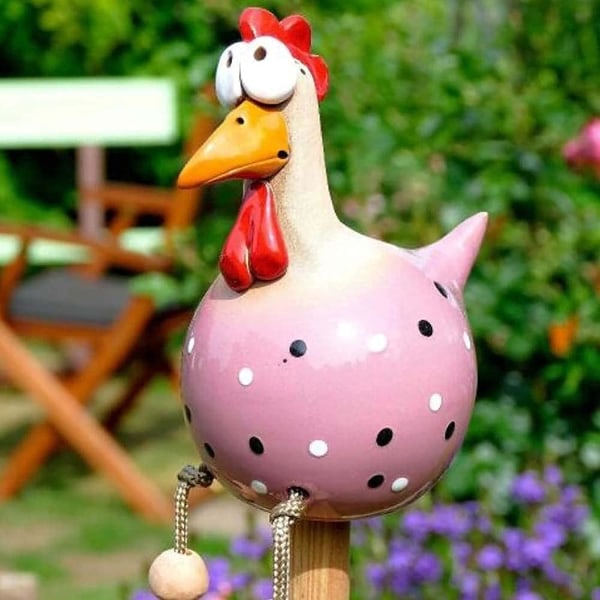 Chicken Yard Decor(Pink)- 14x8x8cm Fence Statue Hens Yard Decorat