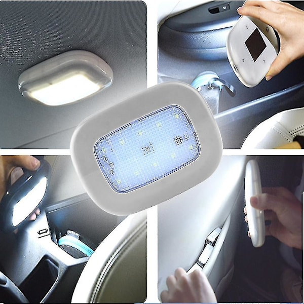 Auto Lampe Bil Dør Led Bil Takbelysning Bagasjerom Lampe Kuppel Lys Leselys Velkomstlys Taklampe Revers Halerow Interiør Blått LysBeige Skall