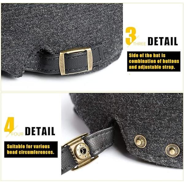 Platt Topp Beret Justerbar Platt Topphatt Höst Kort - Solid Grå