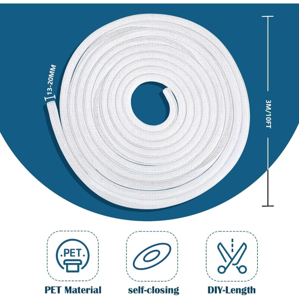 3M - Hvid Kabeldæksle, 13-20mm Justerbar Flettet Kabel