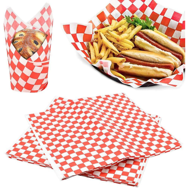100 st matpapper för smörgåsar, smörgåspapper, vaxat smörgåspapper, 28 x 26 cm, för hamburgare, pizza, bröd, kött, frukt, kök