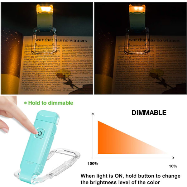 LED Klips Læselampe, Læselampe til Bøger i Sengen,