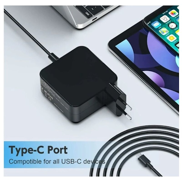 65W USB C-laddare Typ C-strömförsörjningsadapter för MacBook Pro/Air