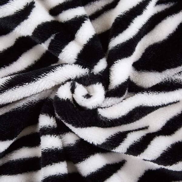 (130 x 160 cm, Zebra) Oversized Farvet Blød Fleece Kasttæppe