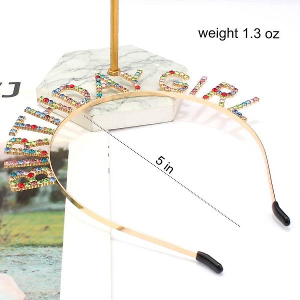 Syntymäpäivätytön hiuspanta Syntymäpäivätiara naisille Tytöille Hyvää syntymäpäivää Prinsessakruunu Strassit Hyvää syntymäpäivää Asusteet, Kulta Violetti Värikäs