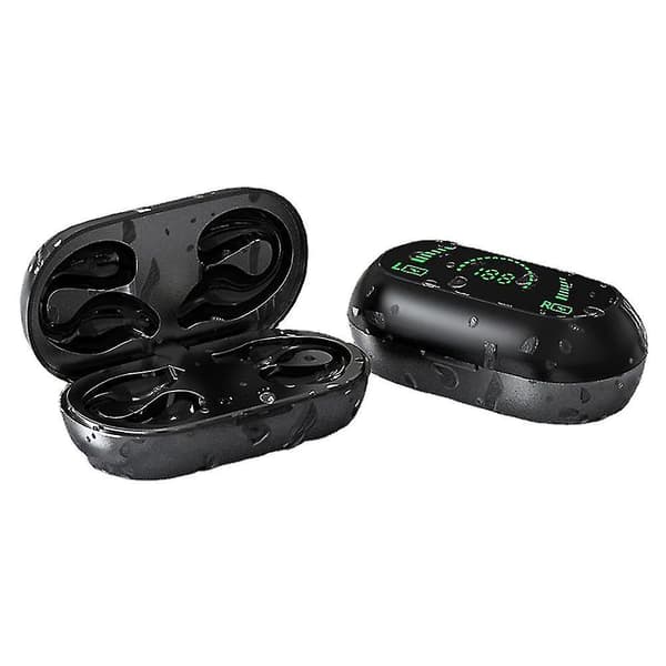 Earclip-hovedtelefoner Bluetooth Bone Conduction, Smertefri behagelige trådløse øretelefoner sorte