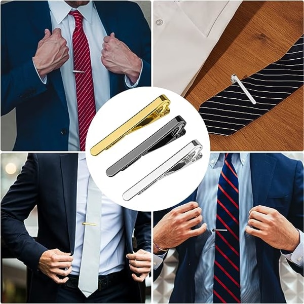 3 st Slipsklämma för män Slipklämma i stål Slipsklämma för män Slipklämma för män Smal slipsklämma